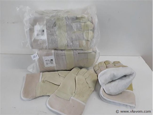 6 x lederen werkhandschoen met wol maat 10 - afbeelding 1 van  2