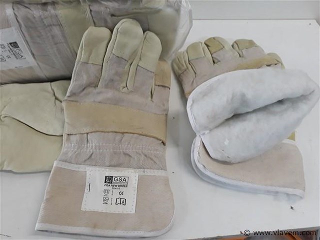 6 x lederen werkhandschoen met wol maat 10 - afbeelding 2 van  2