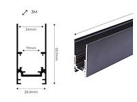 6 x magnetische rail voor opbouw – 20mm – 48v – 2 meter – zwart - afbeelding 5 van  5