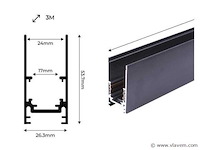 6 x magnetische rail voor opbouw – 20mm – 48v – 2 meter – zwart - afbeelding 5 van  5