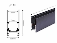 6 x magnetische rail voor opbouw – 20mm – 48v – 2 meter – zwart - afbeelding 5 van  5
