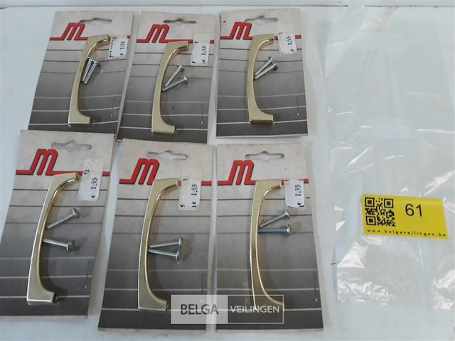 6 x meubelgreep zamak vermessingd 96 mm - afbeelding 2 van  3