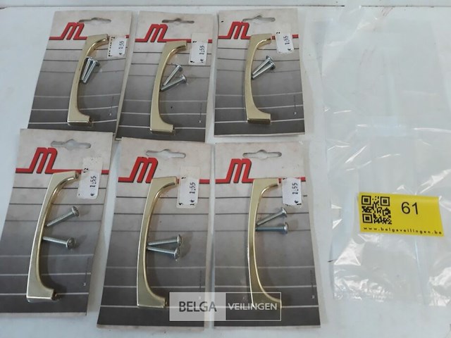 6 x meubelgreep zamak vermessingd 96 mm - afbeelding 2 van  3