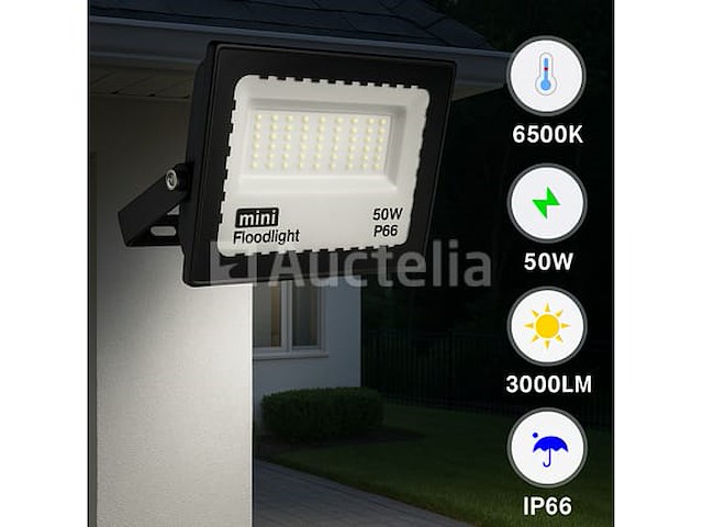 6 x mini 50w led-floodlight – 6500k cool white – ip65 waterdicht - afbeelding 1 van  5