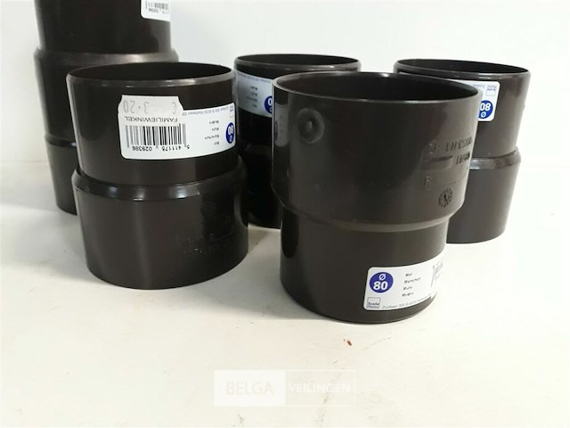 6 x mof 80 mm bruin pvc regenafvoer - afbeelding 3 van  3