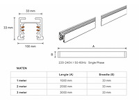 6 x railverlichting track – 1 fase – 3 meter – wit - lighting track - afbeelding 2 van  3