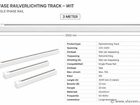 6 x railverlichting track – 1 fase – 3 meter – wit - lighting track - afbeelding 4 van  5