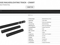 6 x railverlichting track – 1 fase – 3 meter – zwart - lighting track - afbeelding 2 van  5