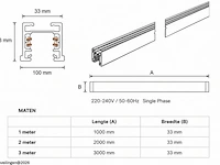 6 x railverlichting track – 1 fase – 3 meter – zwart - lighting track - afbeelding 3 van  6