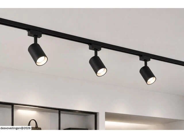 6 x railverlichting track – 1 fase – 3 meter – zwart - lighting track - afbeelding 4 van  6