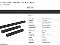 6 x railverlichting track – 1 fase – 3 meter – zwart - lighting track - afbeelding 5 van  6