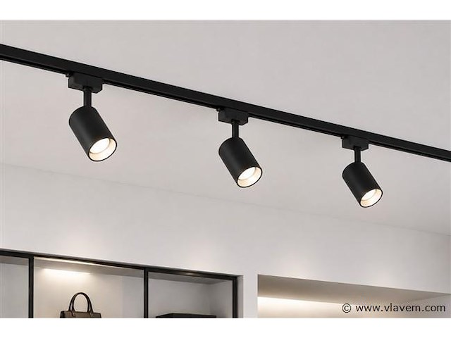 6 x railverlichting track – 1 fase – 3 meter – zwart - lighting track - afbeelding 3 van  5