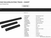 6 x railverlichting track – 1 fase – 3 meter – zwart - lighting track - afbeelding 4 van  5