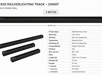 6 x railverlichting track – 1 fase – 3 meter – zwart - lighting track - afbeelding 5 van  6