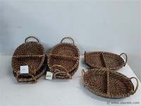 6 x rieten serveerschaal duo 23x17 cm