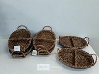 6 x rieten serveerschaal duo 23x17 cm