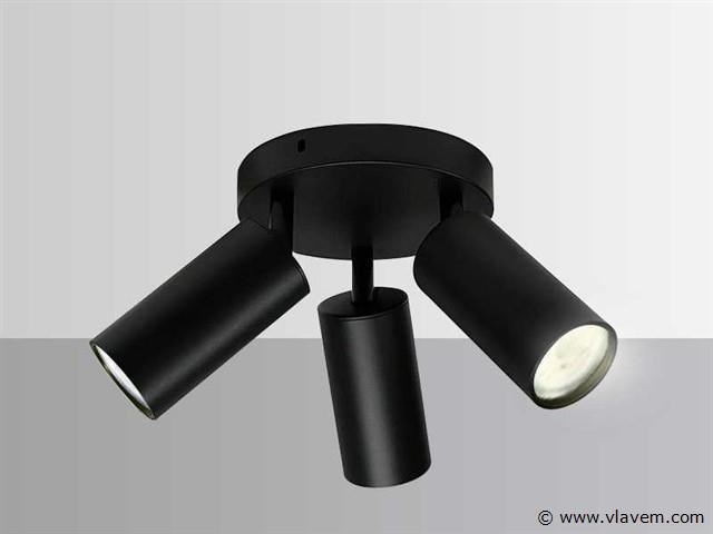 6 x ronde opbouwspot – 3 x gu10 – draaibare spots – zwart - afbeelding 5 van  6