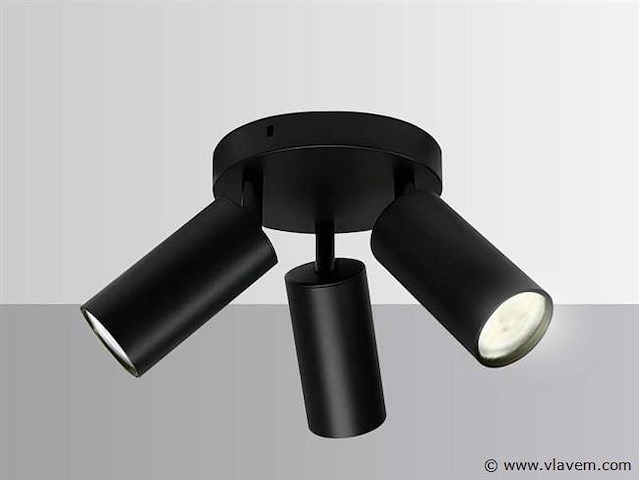 6 x ronde opbouwspot – 3 x gu10 – draaibare spots – zwart - afbeelding 5 van  6