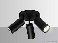 6 x ronde opbouwspot – 3 x gu10 – draaibare spots – zwart - afbeelding 5 van  6