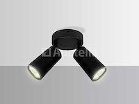 6 x ronde plafondlamp – 2 x gu10 – draaibare spots – zwart - afbeelding 3 van  4