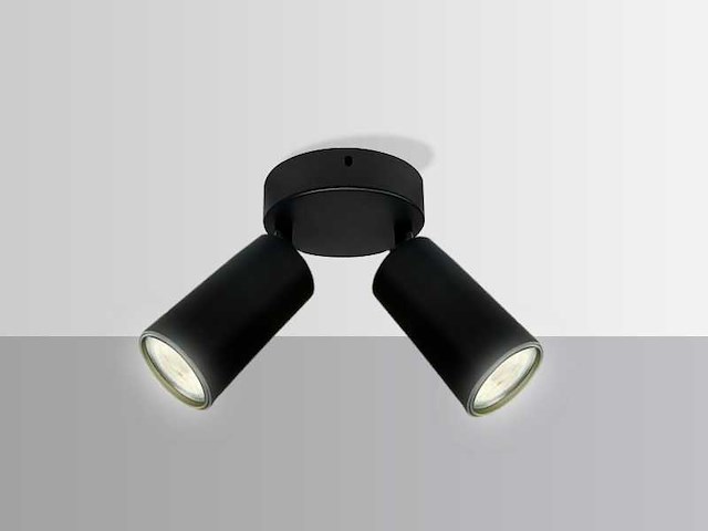 6 x ronde plafondlamp – 2 x gu10 – draaibare spots – zwart - afbeelding 1 van  3