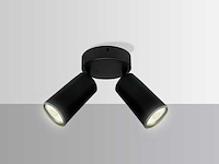 6 x ronde plafondlamp – 2 x gu10 – draaibare spots – zwart - afbeelding 1 van  3
