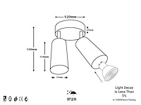 6 x ronde plafondlamp – 2 x gu10 – draaibare spots – zwart - afbeelding 3 van  3