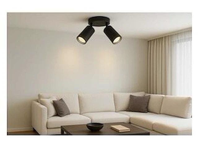 6 x ronde plafondlamp – 2 x gu10 – draaibare spots – zwart - afbeelding 1 van  5