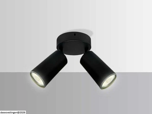 6 x ronde plafondlamp – 2 x gu10 – draaibare spots – zwart - afbeelding 3 van  5