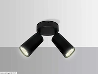 6 x ronde plafondlamp – 2 x gu10 – draaibare spots – zwart - afbeelding 3 van  5