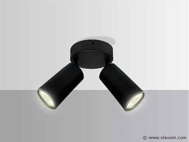 6 x ronde plafondlamp – 2 x gu10 – draaibare spots – zwart - afbeelding 2 van  4