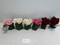 6 x roos in blad mix kleuren - afbeelding 1 van  3