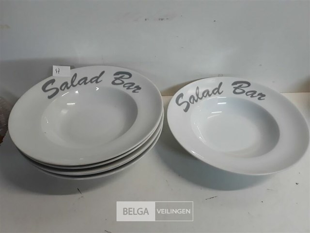 6 x saladebord porselein - afbeelding 2 van  3