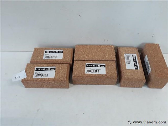6 x schuurblok kurk 120x60x40mm - afbeelding 1 van  2