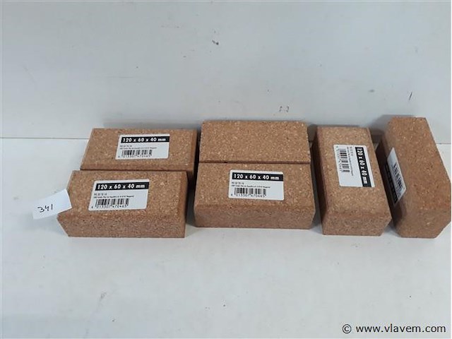 6 x schuurblok kurk 120x60x40mm - afbeelding 1 van  2