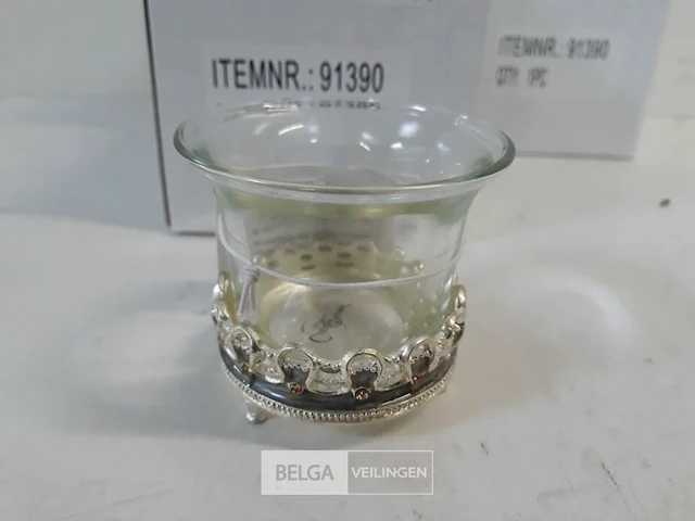 6 x t-lichtglaasje op metalen voet 6 cm - afbeelding 3 van  3