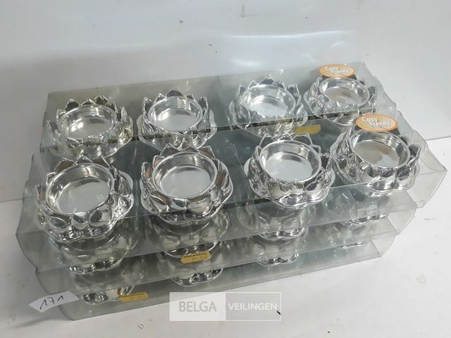 6 x t-lichthouder zilver 4 stuks 7,5 cm - afbeelding 3 van  3