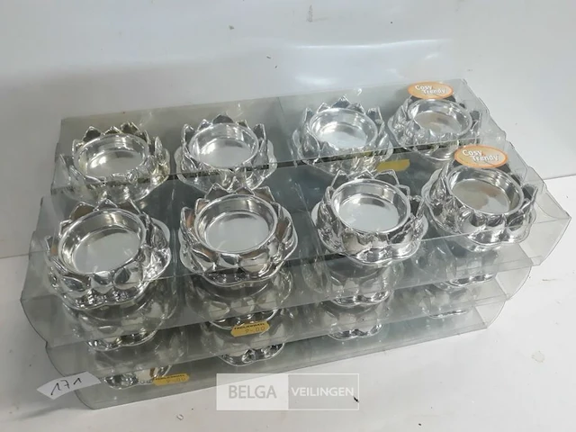 6 x t-lichthouder zilver 4 stuks 7,5 cm - afbeelding 3 van  3