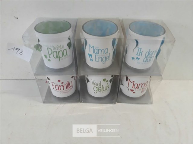 6 x t-lichtje in glaasje met spreuk - afbeelding 1 van  3