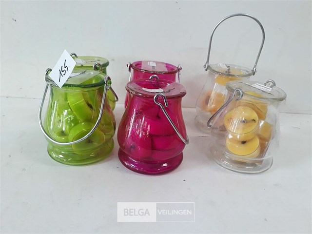 6 x t-lichtjes 5 stuks in glazen potje mix kleuren - afbeelding 3 van  3