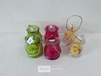 6 x t-lichtjes 5 stuks in glazen potje mix kleuren - afbeelding 1 van  3