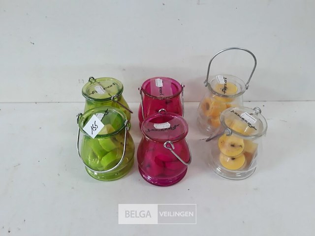 6 x t-lichtjes 5 stuks in glazen potje mix kleuren - afbeelding 2 van  3