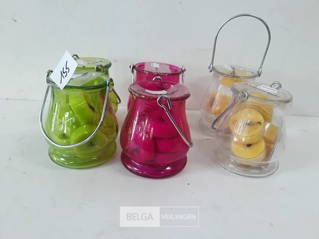 6 x t-lichtjes 5 stuks in glazen potje mix kleuren - afbeelding 3 van  3