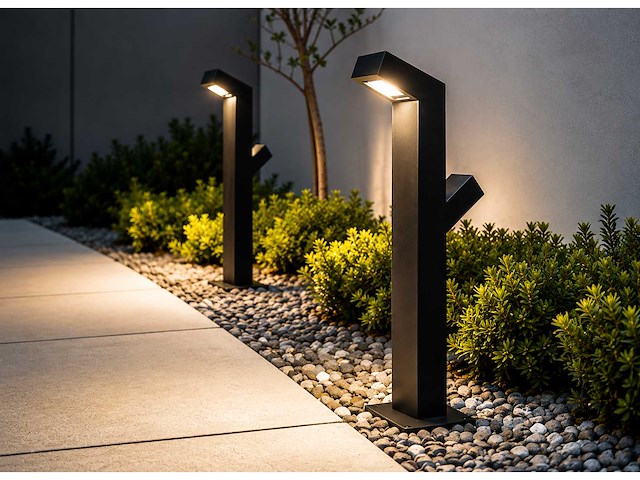 6 x tuinlamp – 60 cm – 2 x 10w led – 3500k warm wit – ip54 – zwart – sla-57 - afbeelding 1 van  4