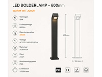 6 x tuinlamp – 60 cm – 2 x 10w led – 3500k warm wit – ip54 – zwart – sla-57 - afbeelding 3 van  4