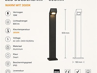 6 x tuinlamp – 60 cm – 2 x 10w led – 3500k warm wit – ip54 – zwart – sla-57 - afbeelding 3 van  4