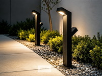 6 x tuinlamp – 60 cm – 2 x 10w led – 3500k warm wit – ip54 – zwart – sla-57 - afbeelding 2 van  5