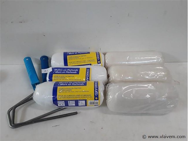6 x vervangrol voor muur en plafondverf 18 cm + 2 x beugel - afbeelding 1 van  2
