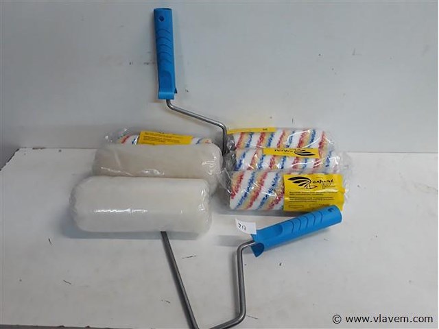 6 x vervangrol voor muur en plafondverf 18 cm + 2 x beugel - afbeelding 1 van  2