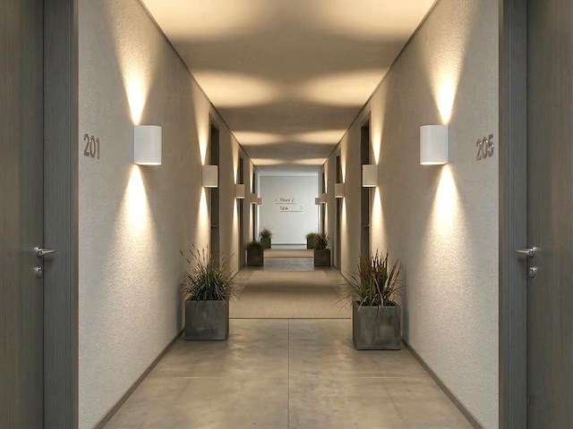 6 x wandlamp modern halfrond gu10 duo fitting zand wit waterdicht - afbeelding 1 van  7